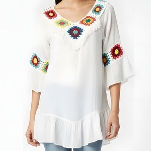 LTX Sportswear Gauze Granny Square Crochet Coverup - M‎